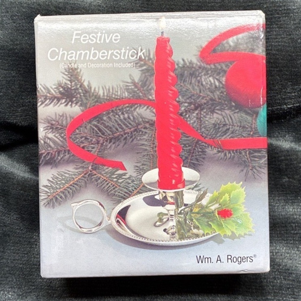 Vintage Silver Plated Festive Chamberstick Wm. A. Rogers Oneida New Christmas
